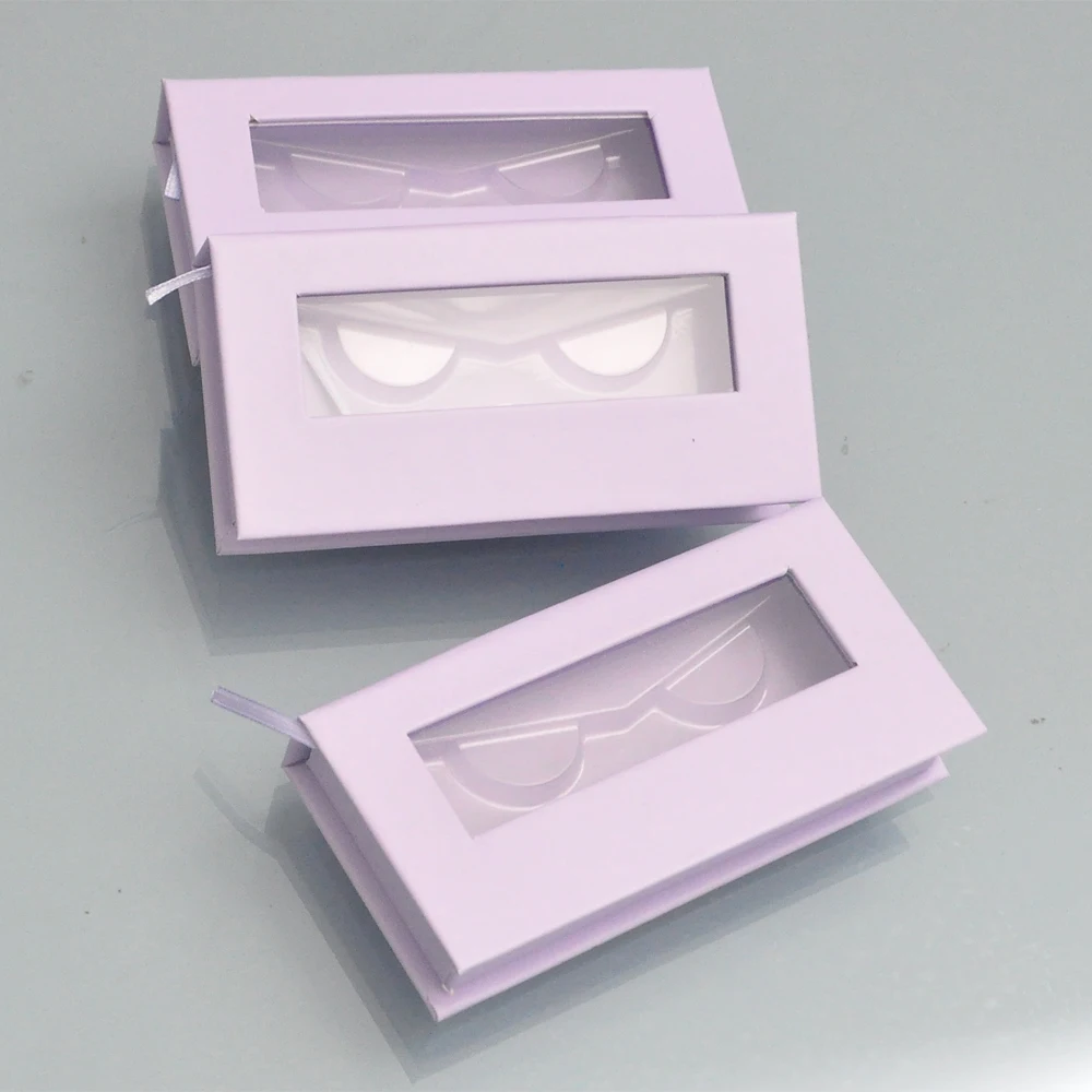 

wholesale false eyelash packaging box lash boxes package custom logo faux cils mink lashes Lavender magnetic case bulk vendors