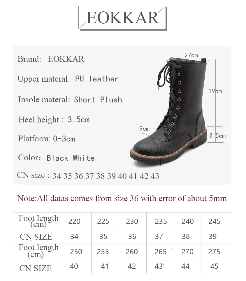 

Eokkar 2020 Winter Boots Women Ankle Boots Square Heel Round Toe All Match Pu Leather Women Shoes Ladies Dress Shoes Size 34-43