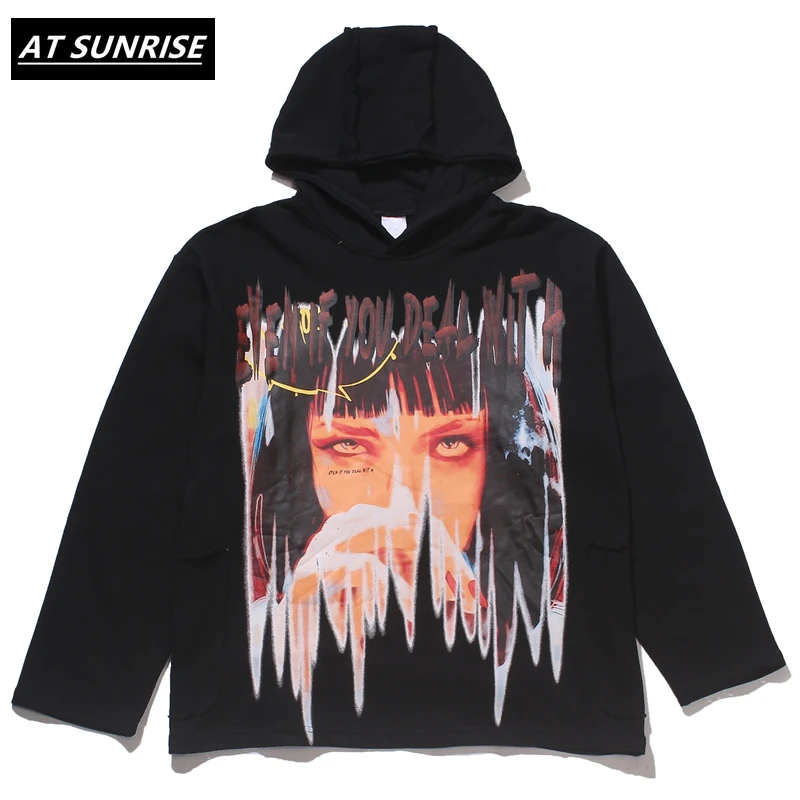 Хип хоп Аниме Толстовка мужская Harajuku уличная с капюшоном пуловер Хлопок Осень 2020