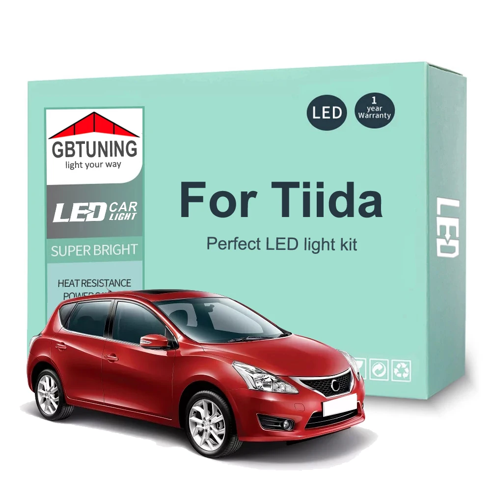 10Pcs LED Interior Light Bulb Kit For Nissan Tiida C11 C12 C13 2005-2015 2016 2017 2018 2019 Car LED Dome Map Trunk Lamp Canbus