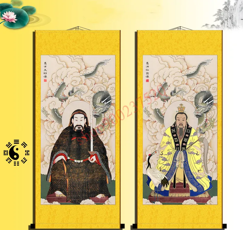 

Картина небесного мастера Ge Xuan, подвесная картина Ge Hong Xianweng, шелковая картина прокрутки, Taoist deity