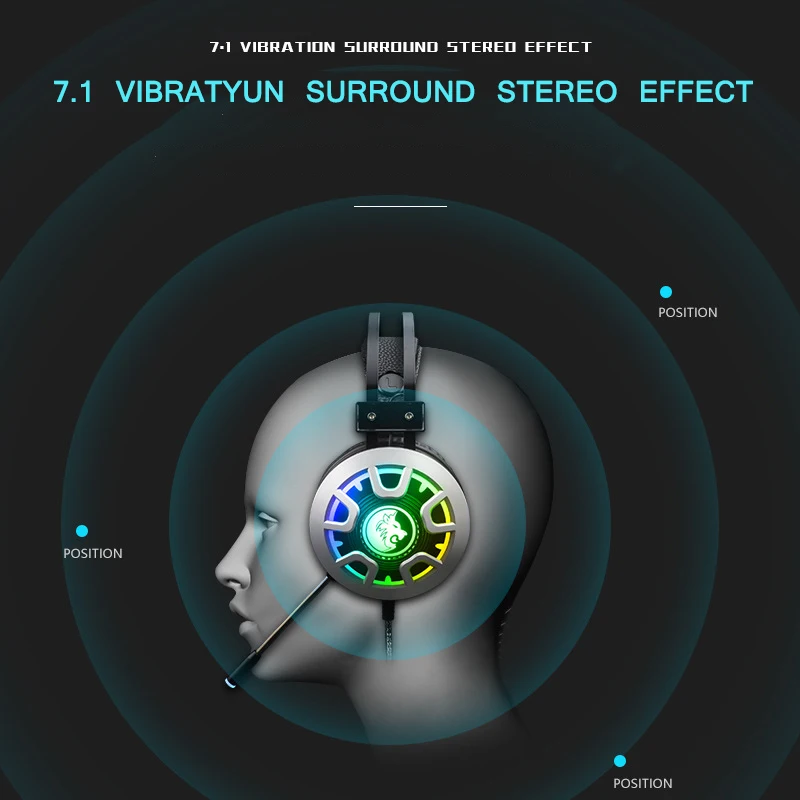 7 1 канальный объемный бас гарнитура PS4 Игровые наушники с шумоподавлением RGB