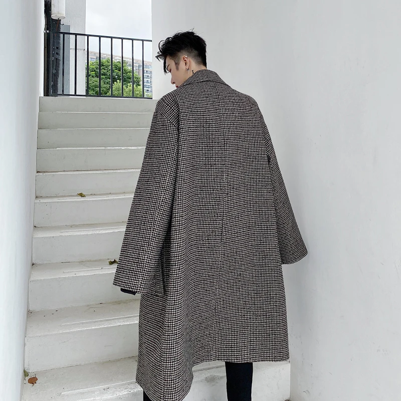 

M-XL!Men's long retro woolen coat oversize loose large version of masculine high-end sense of woolen coat.