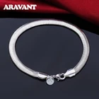 925 серебряный 6 мм плоский змеиная цепочка браслет для женщин очаровательные ювелирные изделия Pulseira подарок