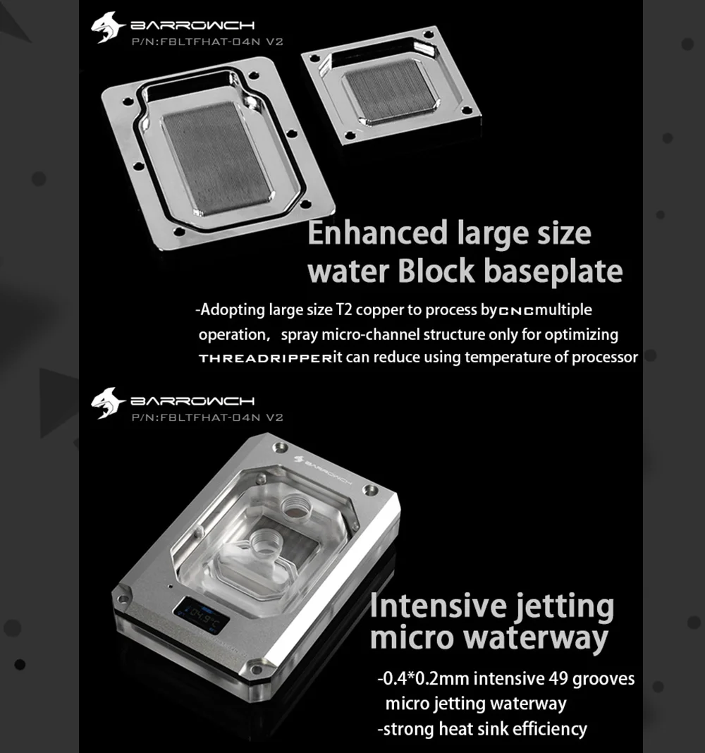 Barrowch FBLTFHAT-04N-V2, для AMD Ryzen Threadripper X399 блоки платформы, цифровой дисплей Температура 0,4 мм микроводный блок
