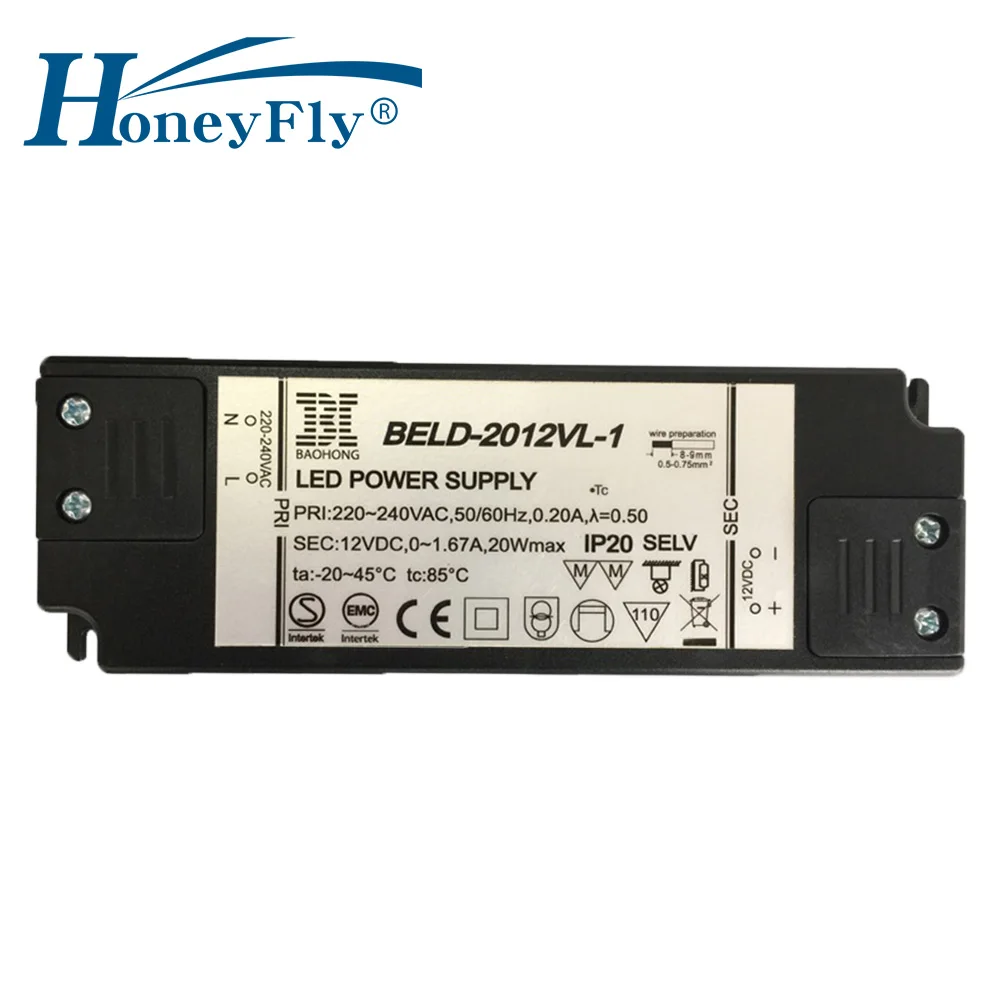 HoneyFly 5pcs Patented Super Slim LED Driver AC DC 20W 12V Constant Voltage LED Transformer Power Supply For LED Lamp LED Strip