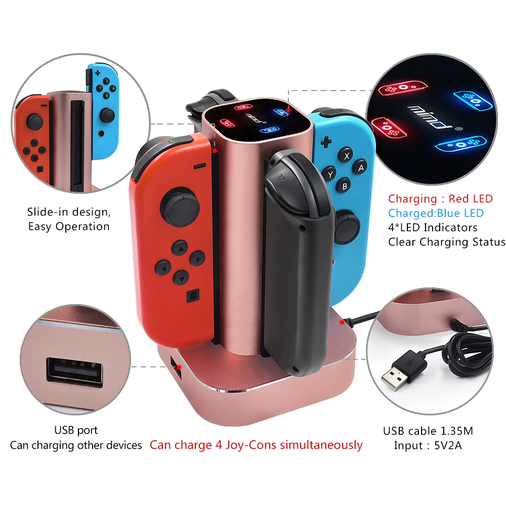 Rend переключатель 4 в 1 Зарядная Станция joy cons контроллер NS зарядное устройство