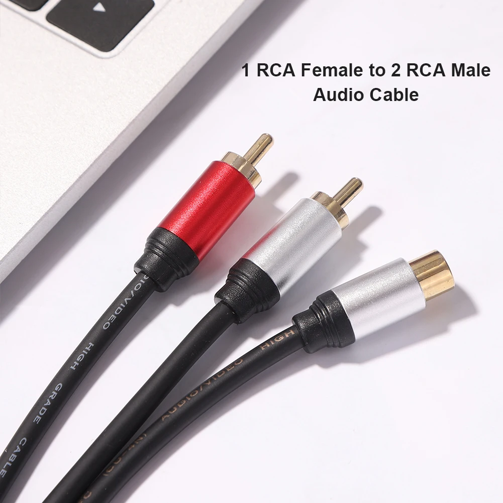 Металлический аудиокабель 2 RCA штекер к 1 разъем Y-образный разветвитель Кабель