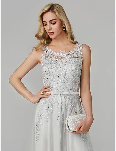 Erosebridal Элегантные Формальные платья Вечерние серые кружевные вечерние платья с бисером для женщин, длинное вечернее платье со шнуровкой сзади