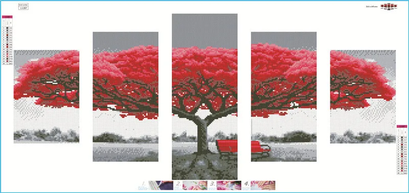 

Red Tree Landscape 5D DIY Diamond Painting Cross Stitch Kits Full Square Round Drill Embroidery Rhinestones Picture Home Decor