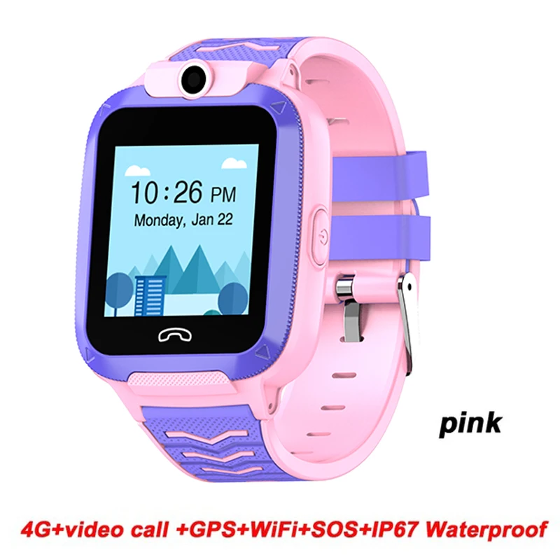 Pink 696 Q51 4G дети Смарт-часы Видеозвонок IP67 Водонепроницаемый gps+ wifi+ LBS Смарт-часы с функцией sos дети камера-трекер 600mAh батарея - Цвет: Pink