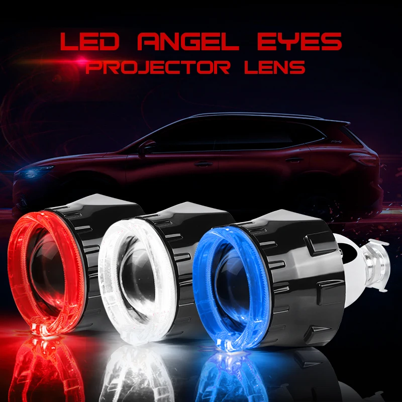 New 2.5 inch mini BI-Xenon projector lens with angel eyes Black Shell for H1 H4 H7 Car Headlight House Styling Len | Автомобили и