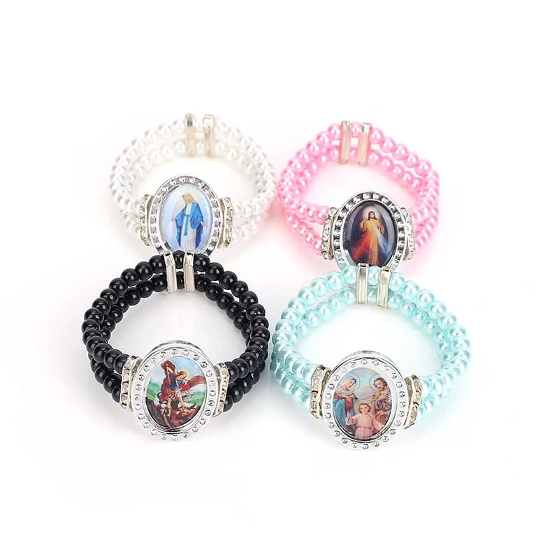 Жемчужный центральный Розарий Священное Сердце девственница браслет Марий