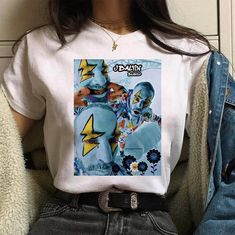 

Retro Funny Singer J BALVIN graphics t shirt women Hip hop pop Streetwear Gothic Punk Style Harajuku Casual women/man T-Shirts