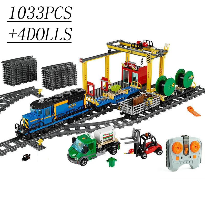 Городской строительный конструктор совместимый с игрушками грузовой поезд