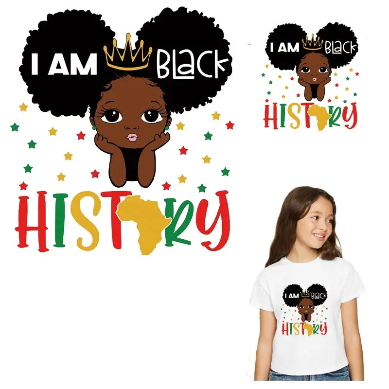 Наклейки с терморегулятором «История черной девушки», стирающиеся нашивки с утюгом для самостоятельного нанесения утюга, «Я Черная», Histroy Apple