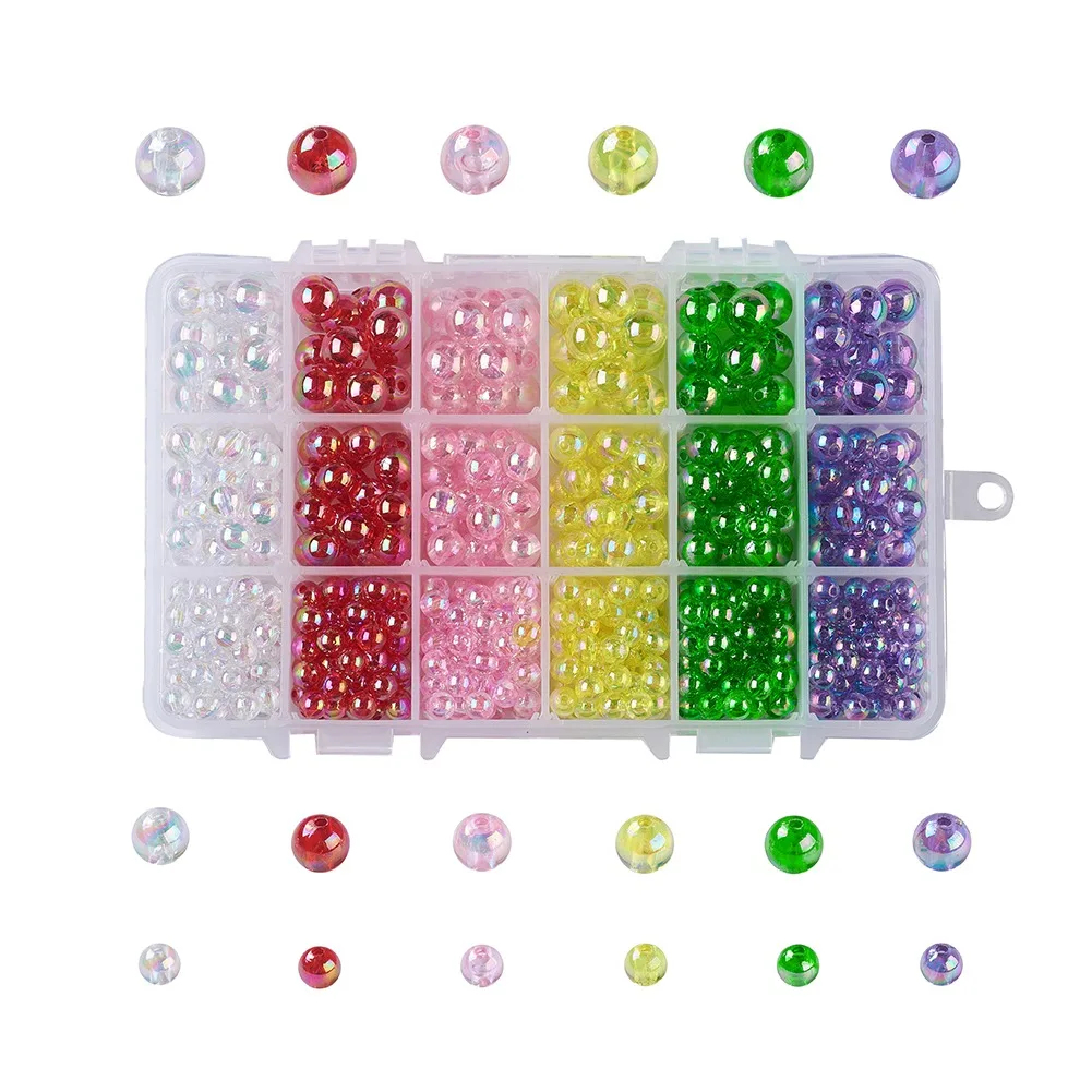 

Eco-Friendly Transparent Acrylic Beads Round Mixed Color 16.5x10.8x3cm about 720~738pcs/box
