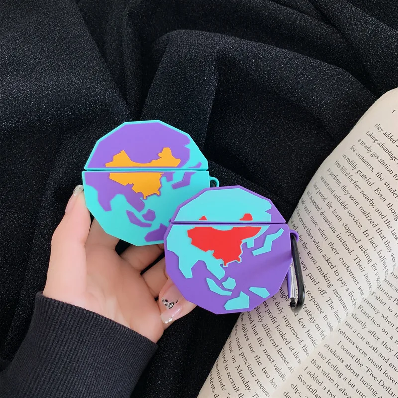 

Earphone Case For Airpods Pro Case Silicone Cartoon Headphone Cover For AirPods 1 2 Case Accessories 3D Cute Color Earth Design