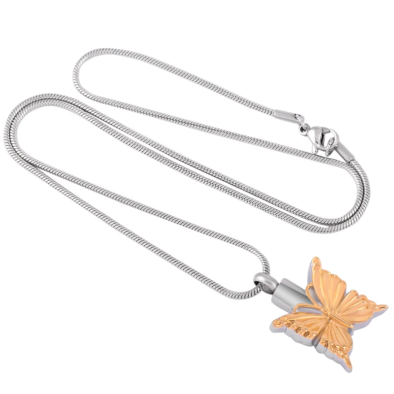 

IJD9250 Stainless Steel Cremation Gold Butterfly Memorial Pendant for Ashes Urns Keepsake Necklace Jewelry for Women