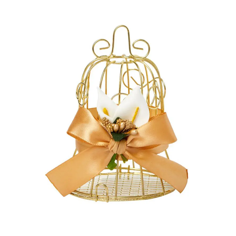 Мини ретро Клетка коробки для конфет шоколада с бантом вечеринки в пользу