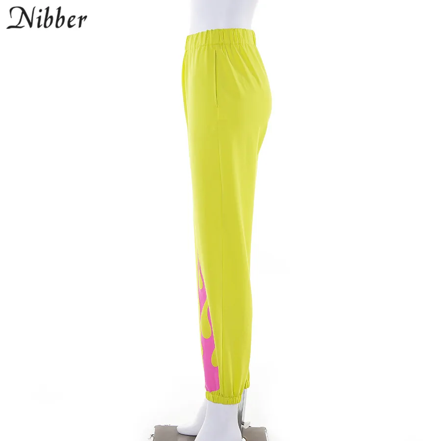Nibber autumn fashion neon cotton basic Harem pants women Casual Street loose Sportpants Solid printing Active wear mujer