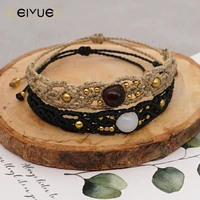 handmade woven bracelets fashion fabric cloth braided bracelet with seashell boho jewelry tassel pulseras bangle for women gifts