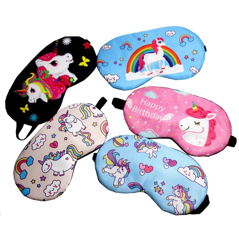 Милый чехол для глаз с мультяшным единорогом маска сна девочек детская шелковая