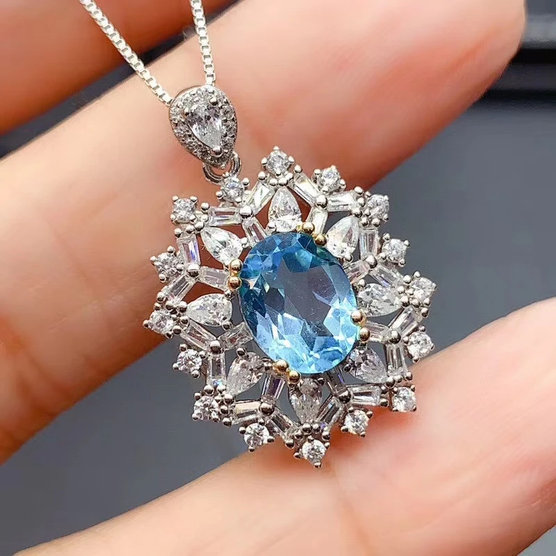 

CoLife Jewelry 925 Silver Gemstone Pendant for Daily Wear 1.5ct Natural Topaz Necklace Pendant Sterling Silver Topaz Jewelry