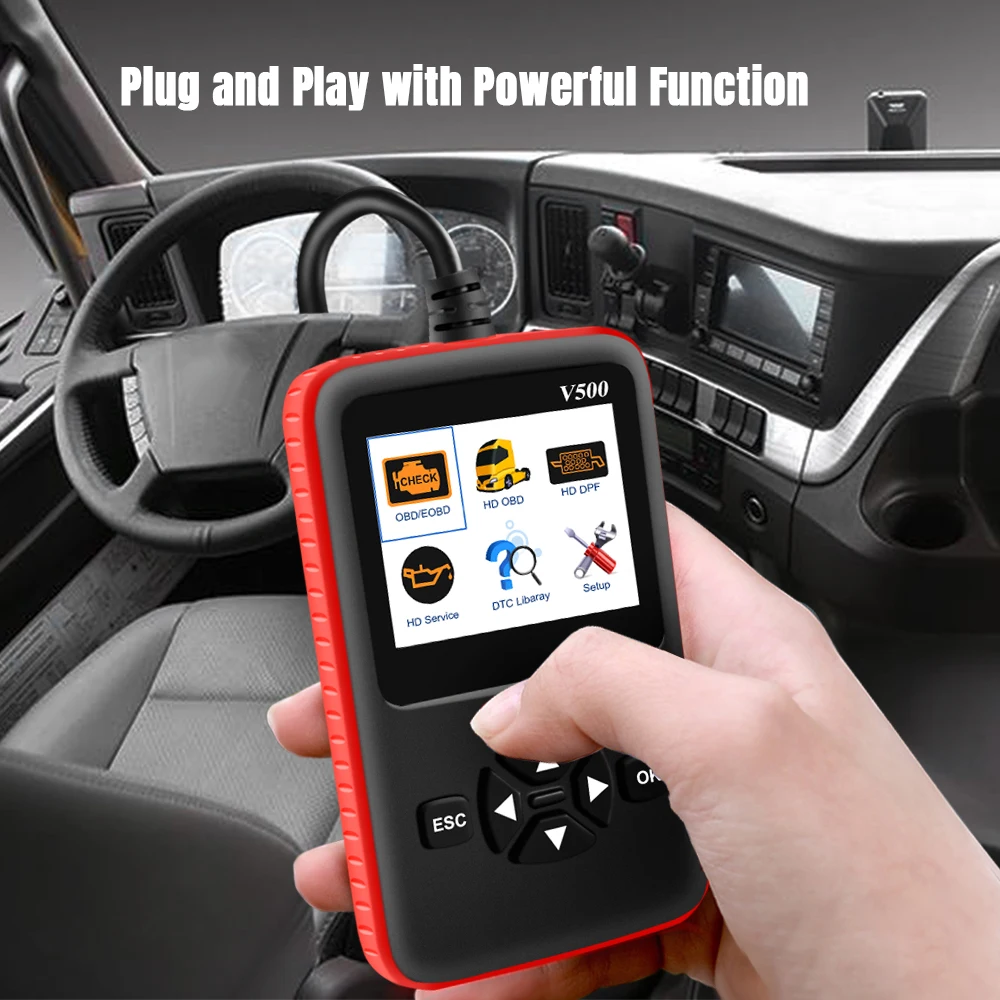 2021 New Car/Truck Diagnosis V500 obd2 Scanner Heavy Duty Truck Diagnostic Tool Code Reader Auto | Автомобили и мотоциклы