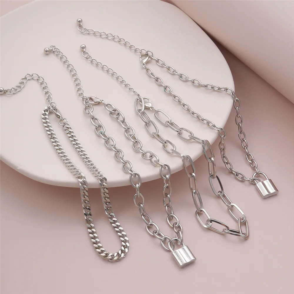 Boho Летний Пляжный Золотой Серебряный цвет цепочка с замком многоуровневый