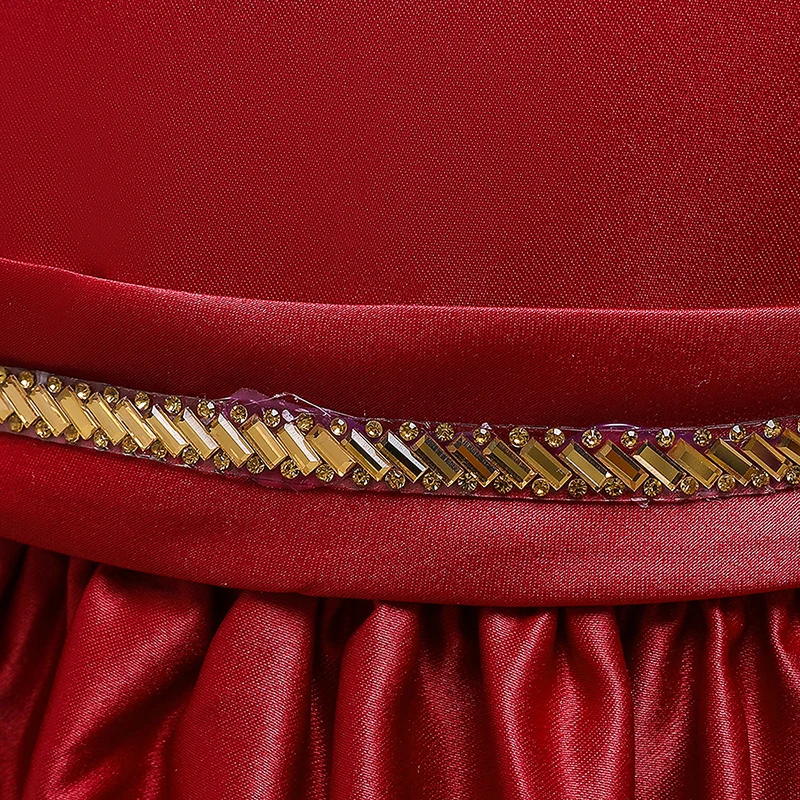 

Flower Girls Dress Illusion Bow Embroidery Navy Blue Lace Tulle Ball Gown O-Neck Knee-Length Cute Kids Party Princess Skirt F075