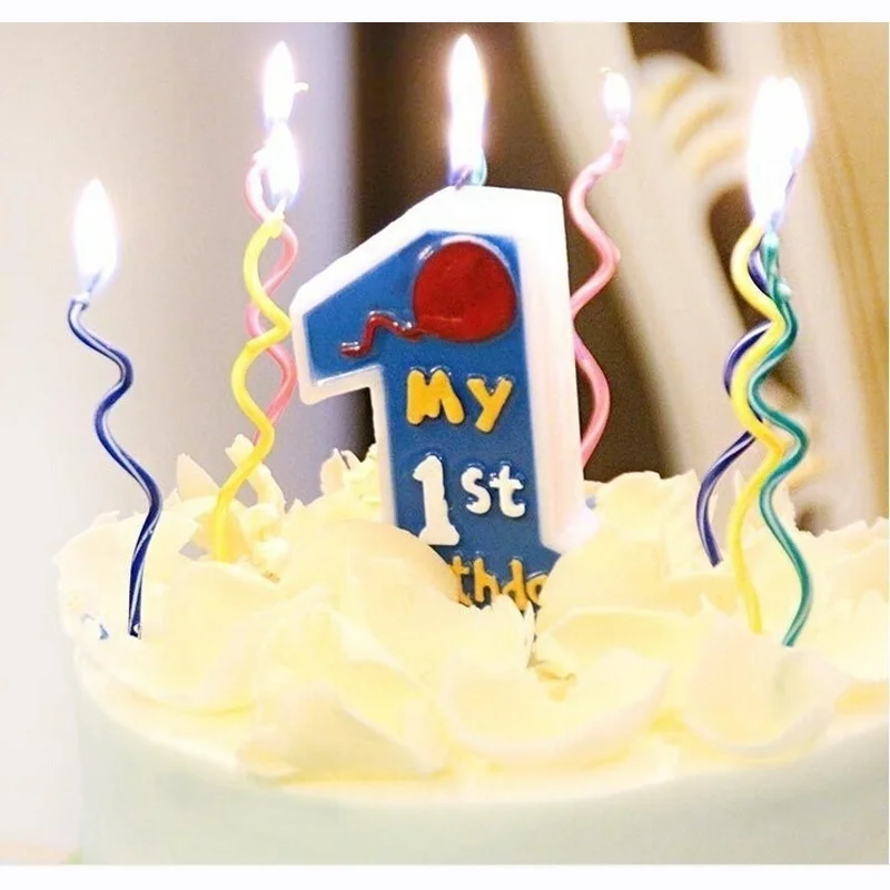 8 шт креативные Красочные Кривые торты на день рождения спиральные свечи дети