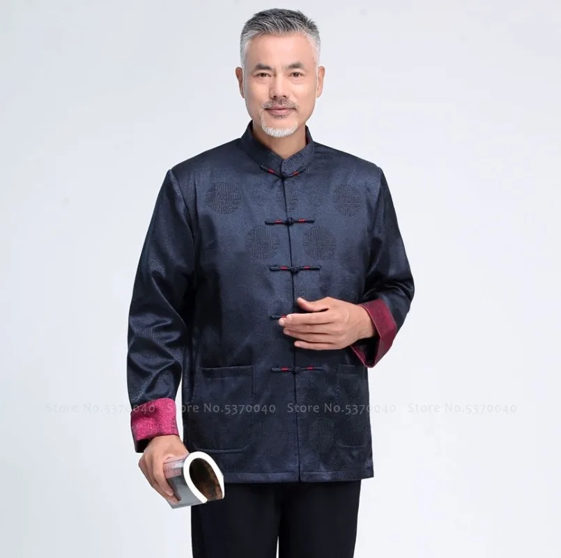 Традиционная китайская куртка ханьфу костюм Тан Мужская футболка топ пальто с