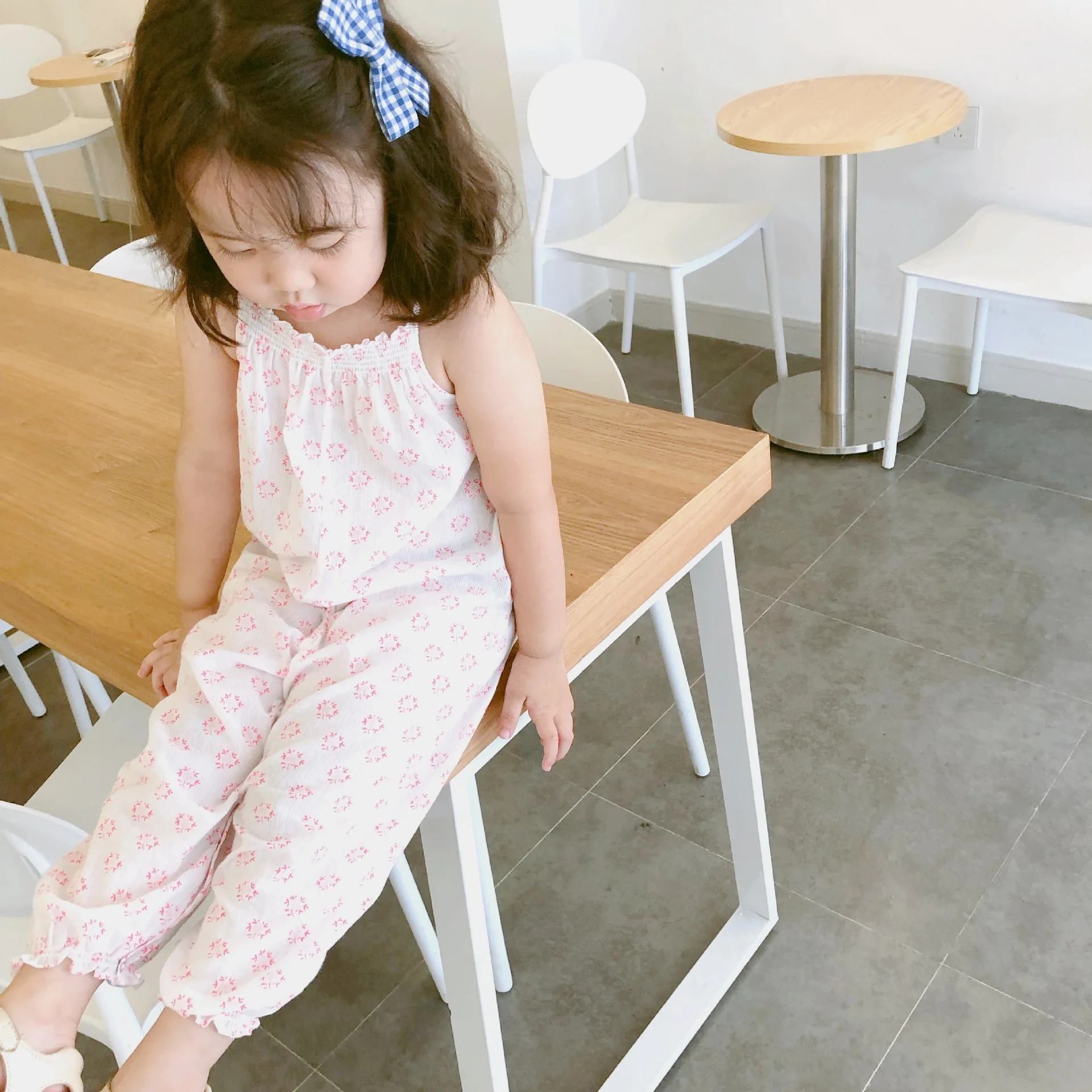 

baby girls clothes summer 2020 Sweet fluorescent pink print jumpsuit cotton lovely rompers