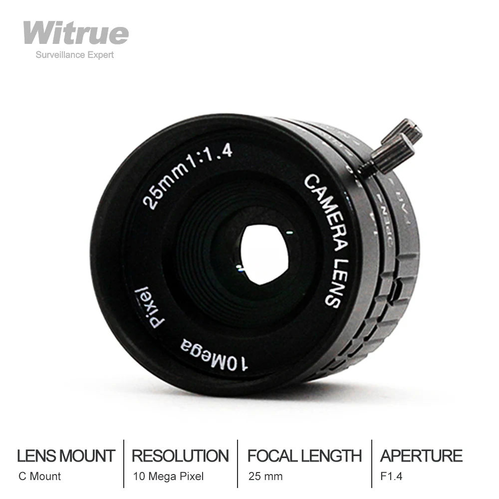 Объектив видеонаблюдения HD 10MP 25 мм C крепление фиксированный ручной фокус