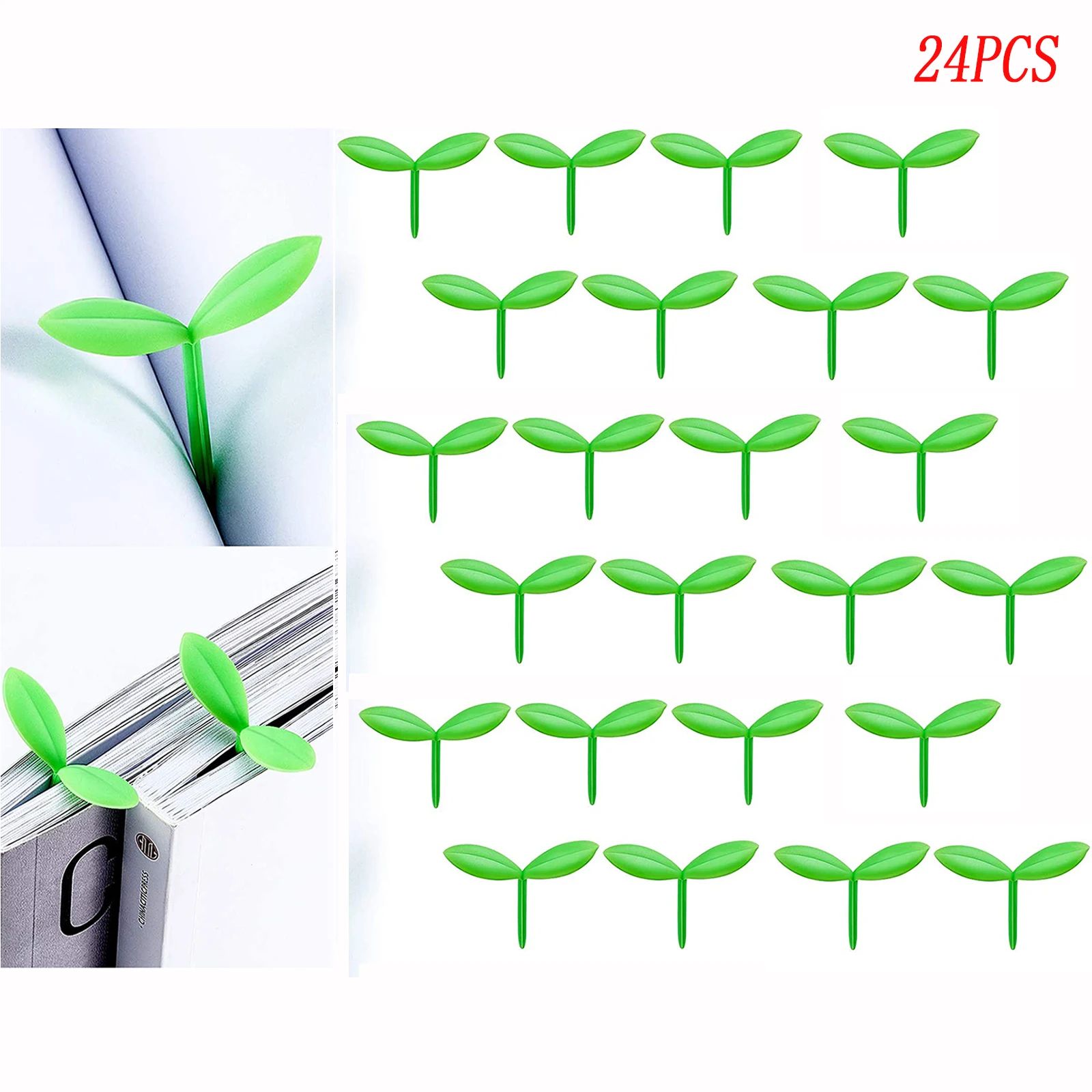 

24pcs Sprout Little Green Bookmarks Mini Silicone Green Sprout Shape Bookmark Stationery Children School Supplies Creative Gift