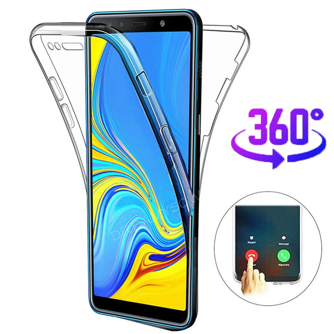 360 Полный чехол для Samsung Galaxy A50 A40 A30 A10 M10 S10 E S9 S8 A6 A8 J6 J4 Plus A7 A750 2018 Мягкий прозрачный чехол TPU Coque on.
