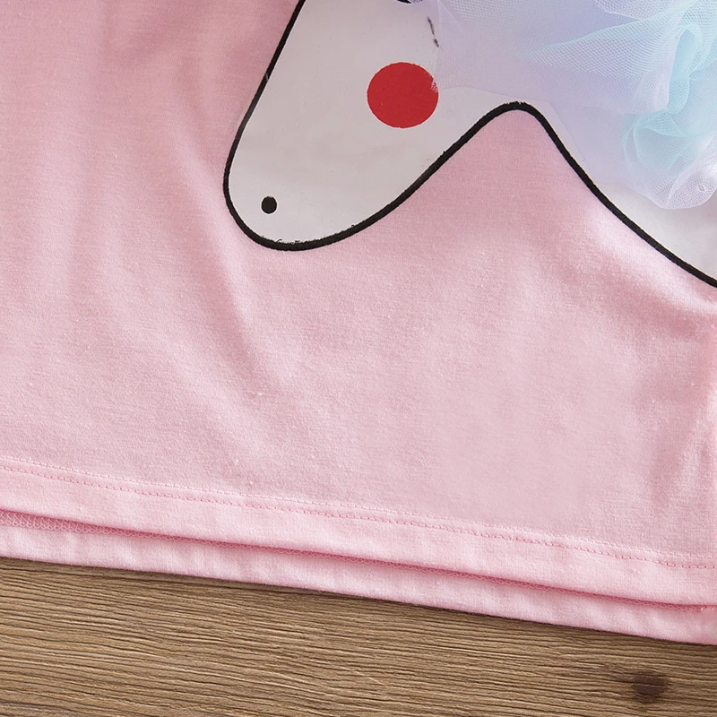 Новинка Комплекты платьев для девочек с единорогом Модные детские летние