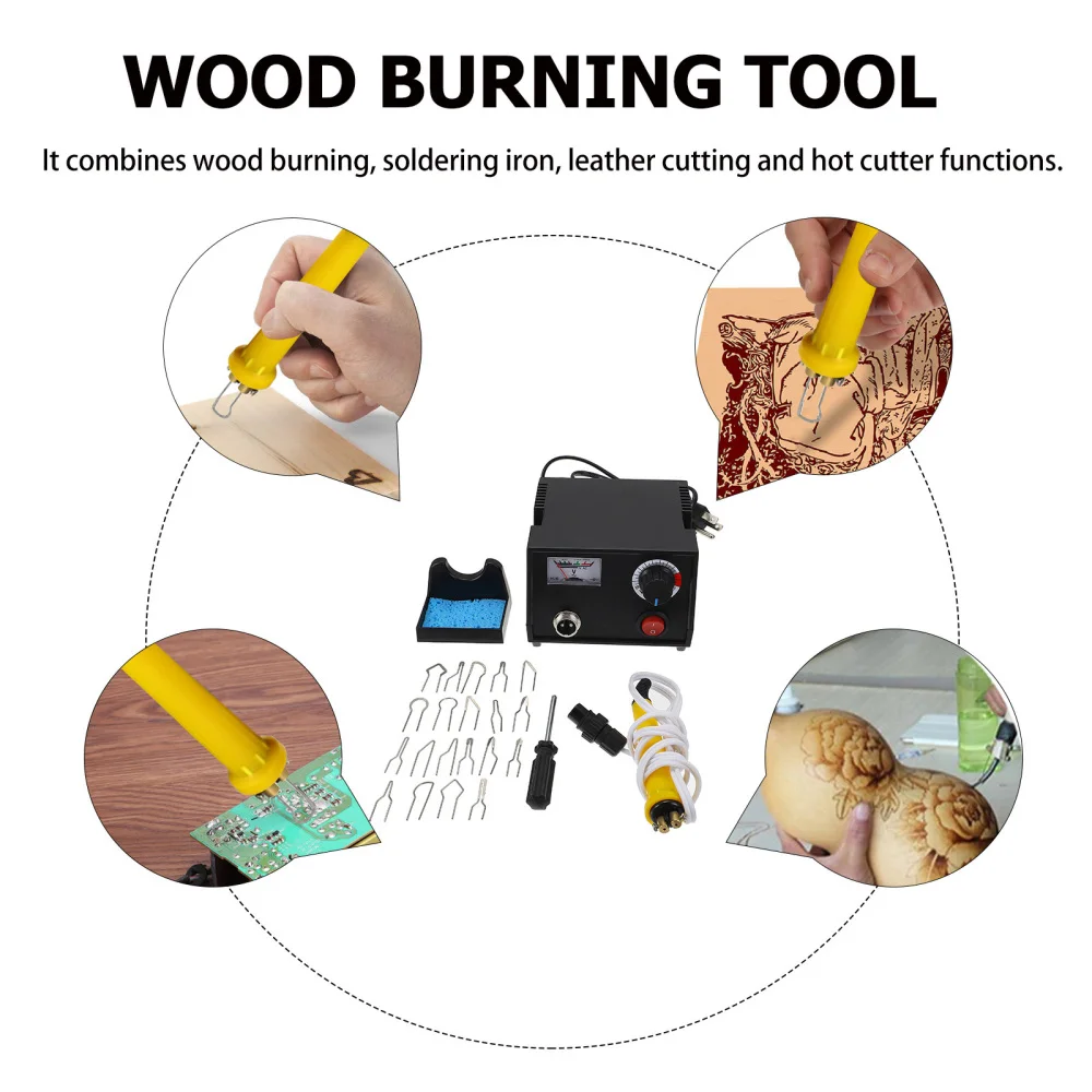 

Adjustable Temperature Burning Pen Wood Burning Kit Pyrography Kit (US Plug)