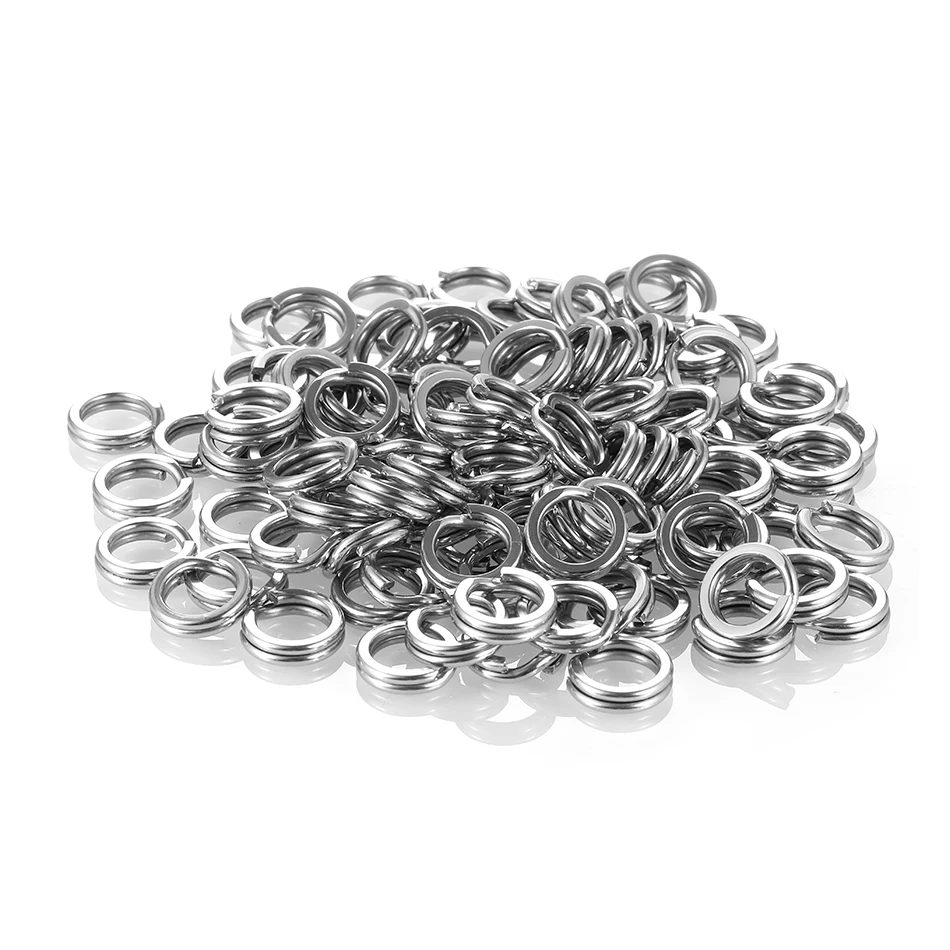 100pcs Fishing Split Rings 3.7-14MM Crank Hard Bait Snap Silver Stainless Steel Double Loop Open Carp Lure Pesca | Спорт и