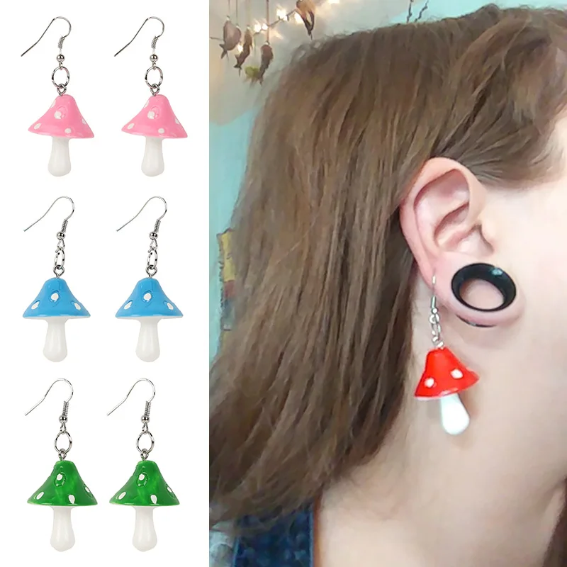 

2021 New Simulation Mushroom Drop Earring Sweet Plastic Eardrop Handmade Dangle Earring For Women Girl Jewelry Accessories Gift
