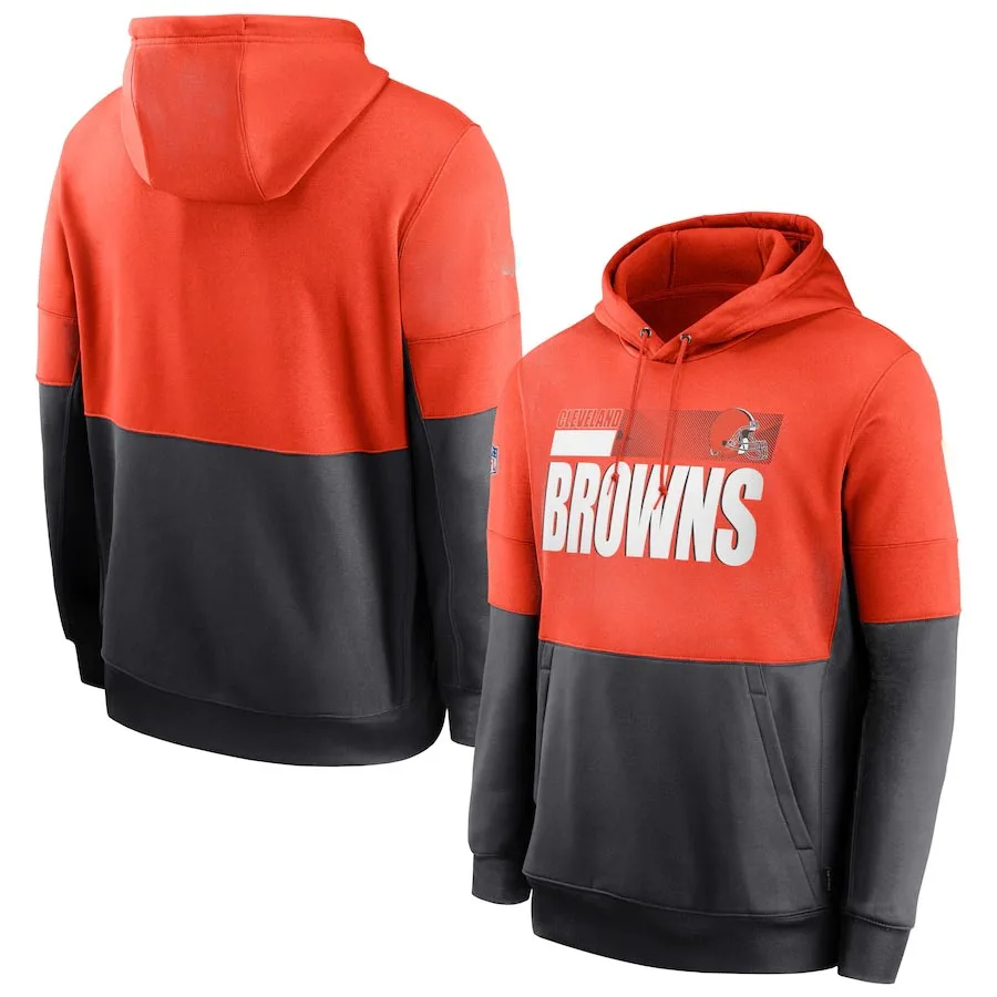 

Men's Cleveland Orange Charcoal Browns Sideline Impact Lockup Performance Pullover Hoodie