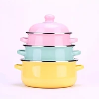free shipping enamel cooking pots set 3 mini casserole with glass cover stew pot soup pot milk pot 161820cm cookware