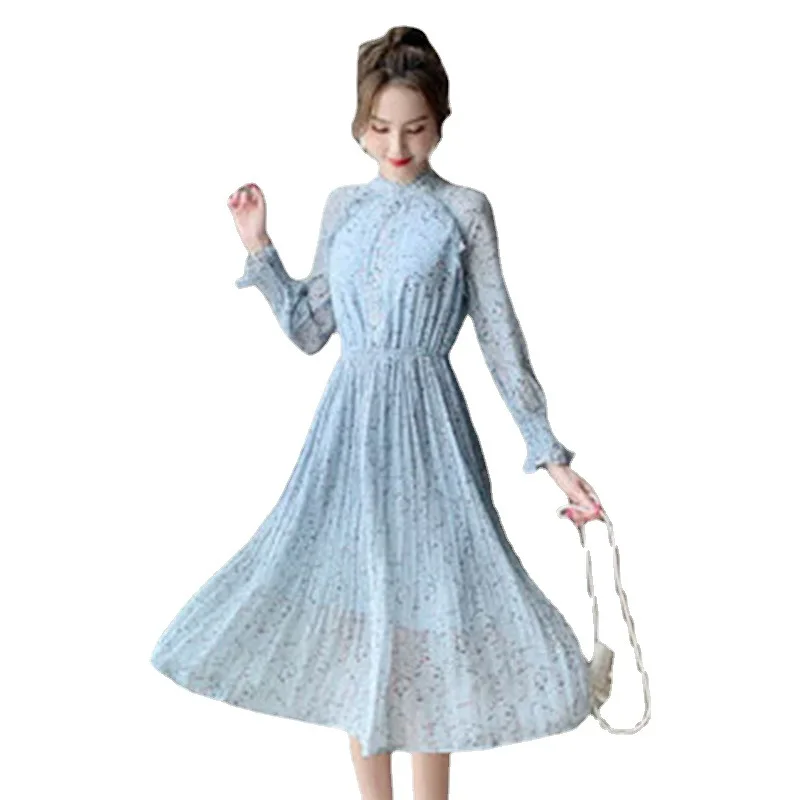 

2021 new floral dress women spring long-sleeved skirt women dress women
