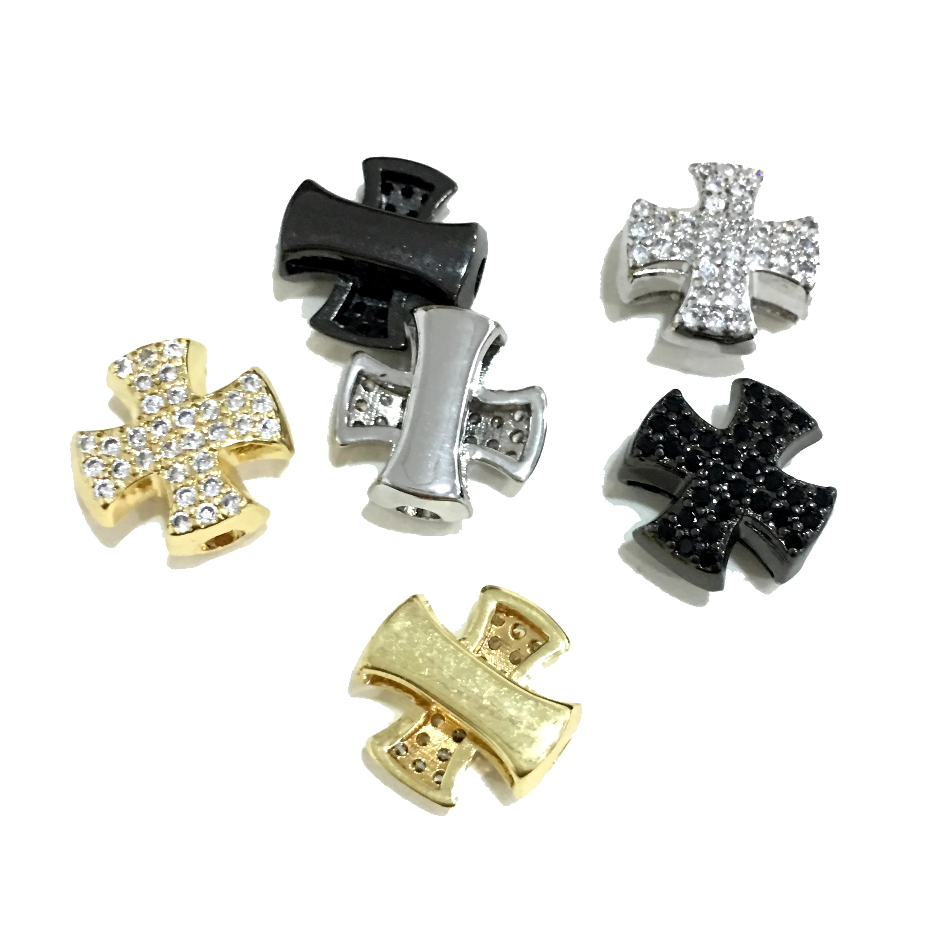 

11.4mm Brass Micro Pave CZ Cubic Zirconia Flower Spacer Charm Finding Beads Accessories For Bracelet Necklace DIY Jewelry Design