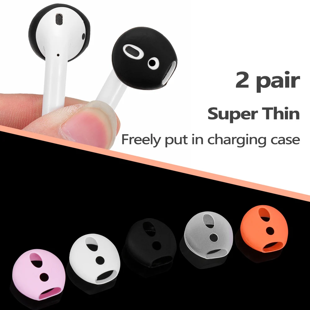 

2 Pairs Silicone Antislip Earphone Eartips Replacement Ultra Thin Cover For Apple AirPods Bluetooth Earphone Accessories