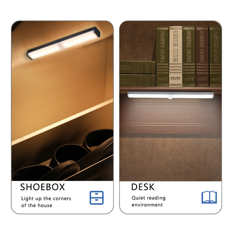 Ночник с датчиком движения 10/50 см светильник светодиодный для шкафа Индукционная