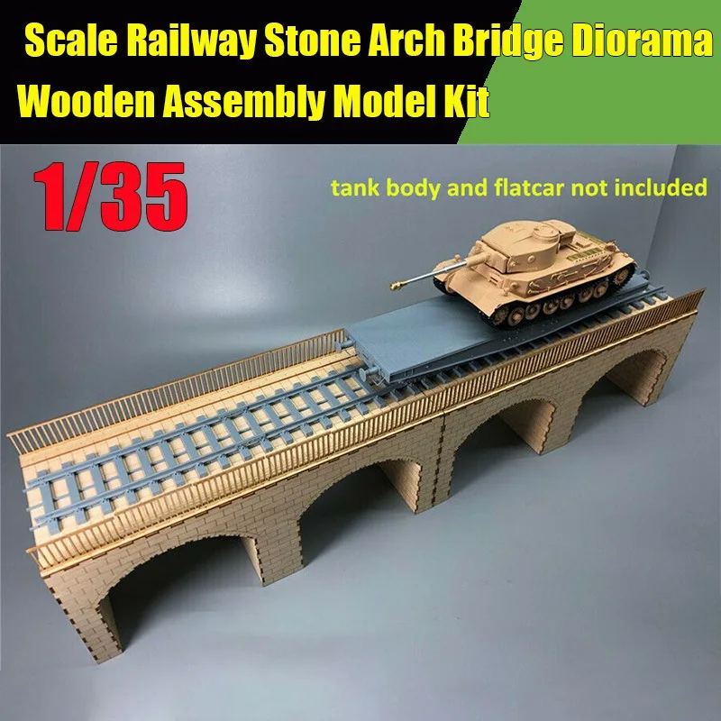 1/35 Scale Railway Stone Arch Bridge Diorama Wooden Assembly Model Kit TMW00012 | Игрушки и хобби