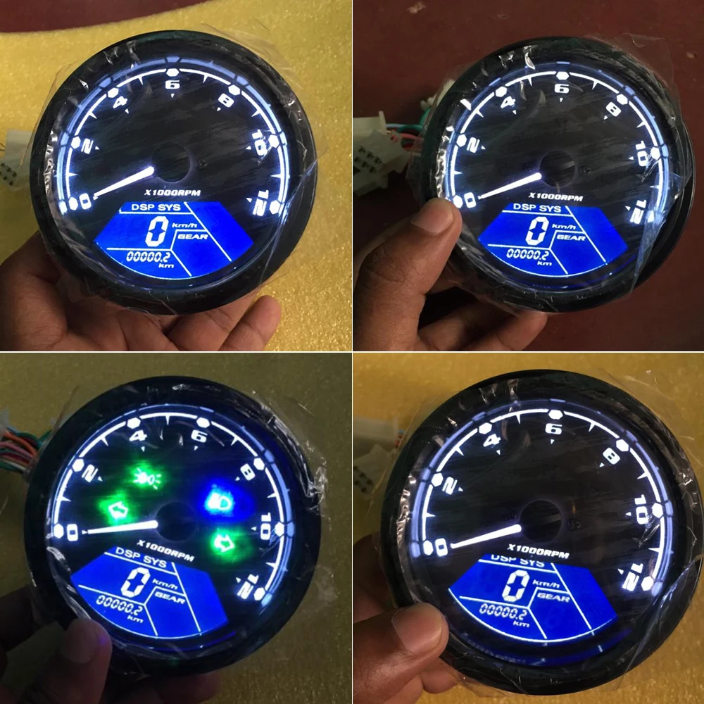 

YULLING Motorcycle Panel Speedometer Night Vision Dial Odometer LED Multi-Function Digital Indicator Fuel Tachometer