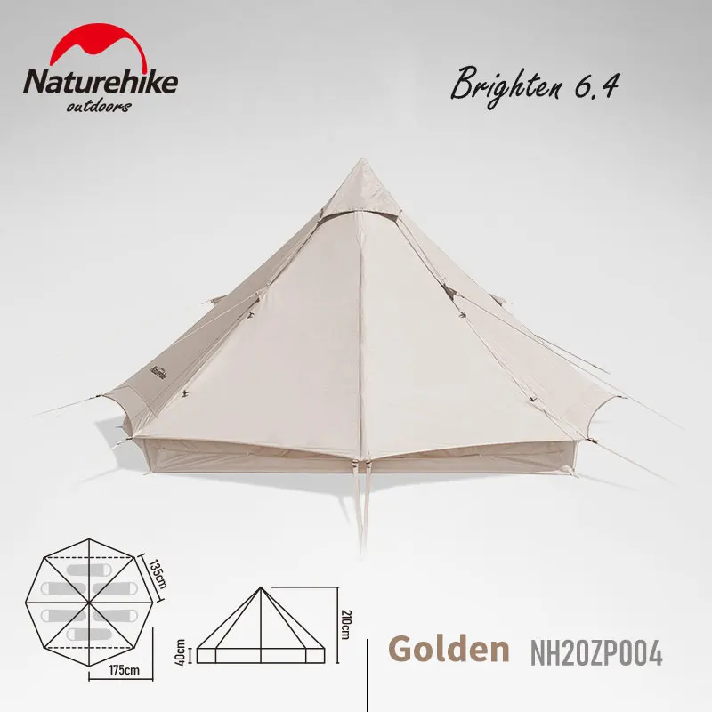 Online Naturehike Erhellen 6,4 Camping Wandern Baumwolle Pyramide Zelt Großen Raum 3-4 Personen Zelt Wasserdicht Party Sun Shelter NH20ZP004